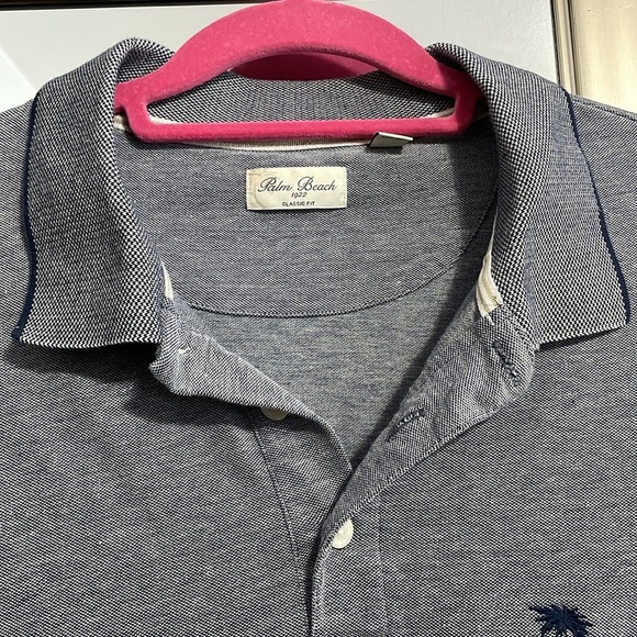 Palm Beach 2XL Classic Fit Blue and white 3 button golf polo shirt - Picture 6 of 10